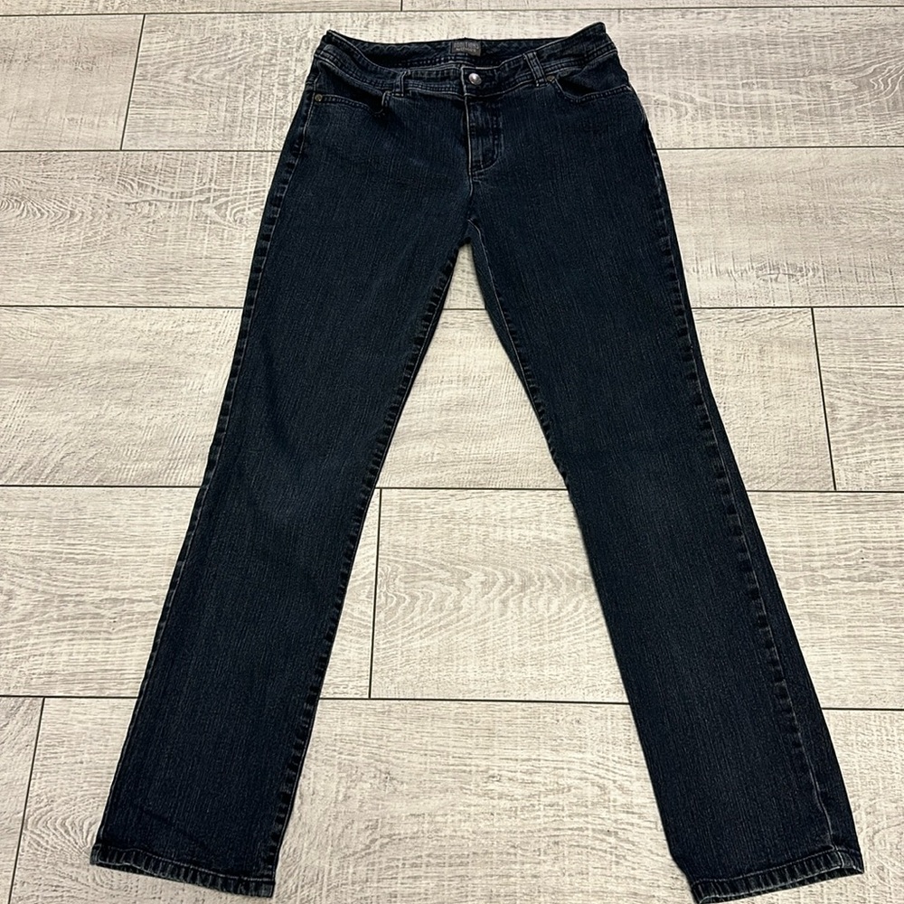 Additions By Chicos Women's Dark Wash Straight Leg Stretch Denim Jeans